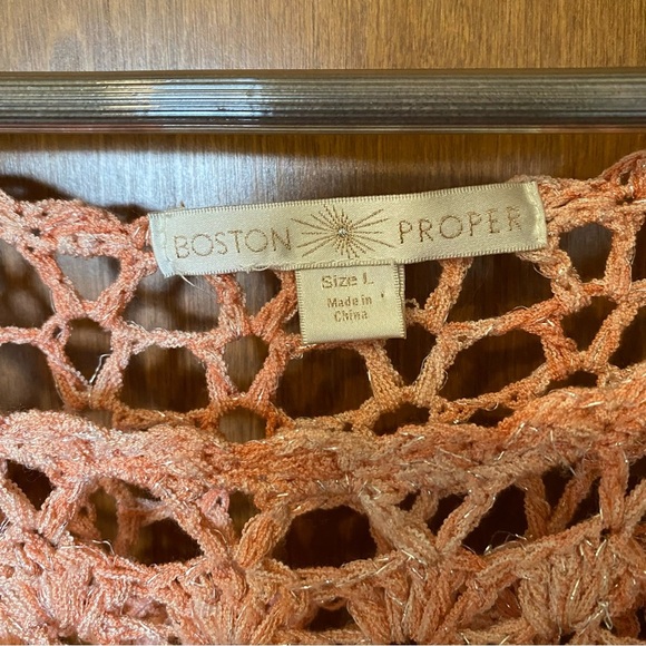 Pink Crochet Knit Top. Boston Proper size large - Picture 3 of 3